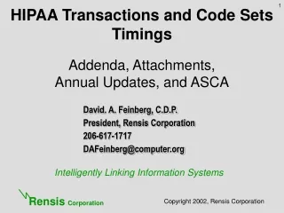 HIPAA Transactions and Code Sets Timings Addenda, Attachments, Annual Updates, and ASCA