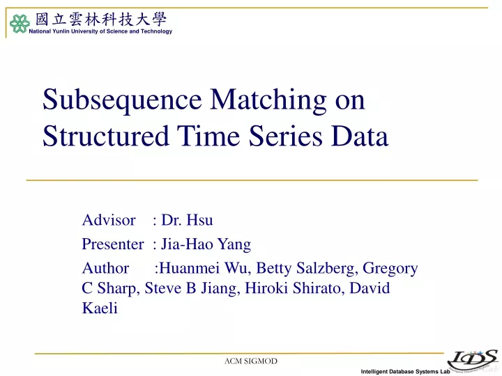 subsequence matching on structured time series data