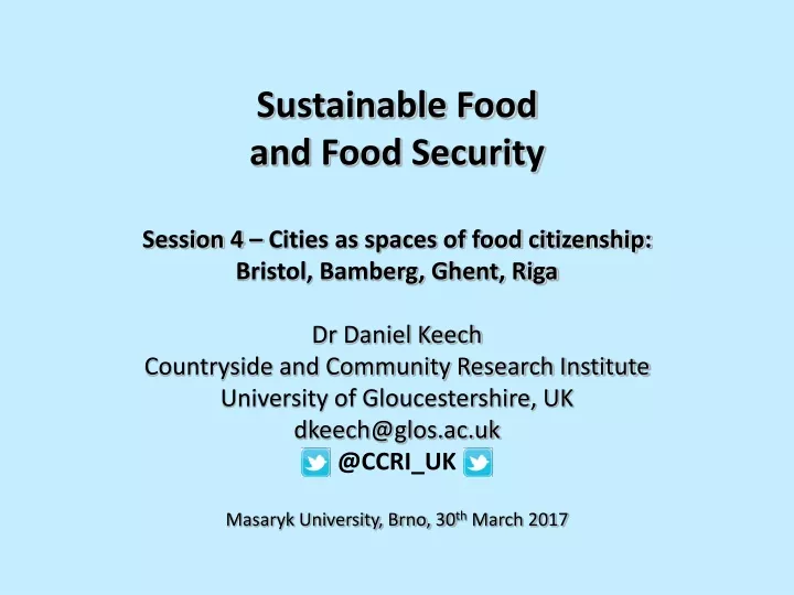 sustainable food and food security session