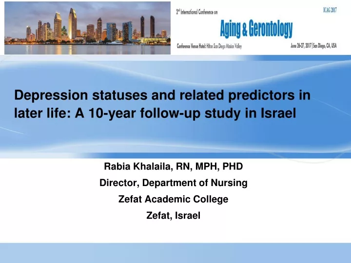 depression statuses and related predictors in later life a 10 year follow up study in israel