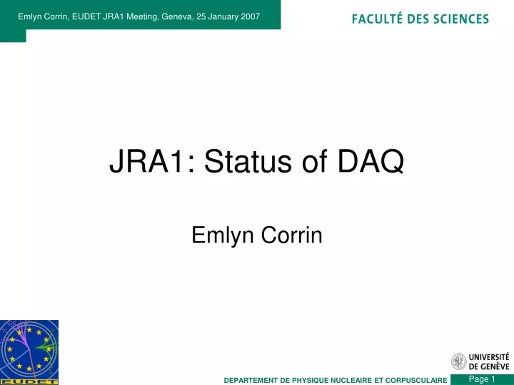 jra1 status of daq