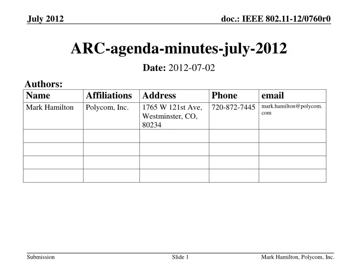 arc agenda minutes july 2012