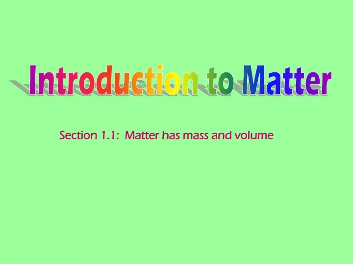 introduction to matter