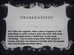Alchemy in "Frankenstein - slide 1