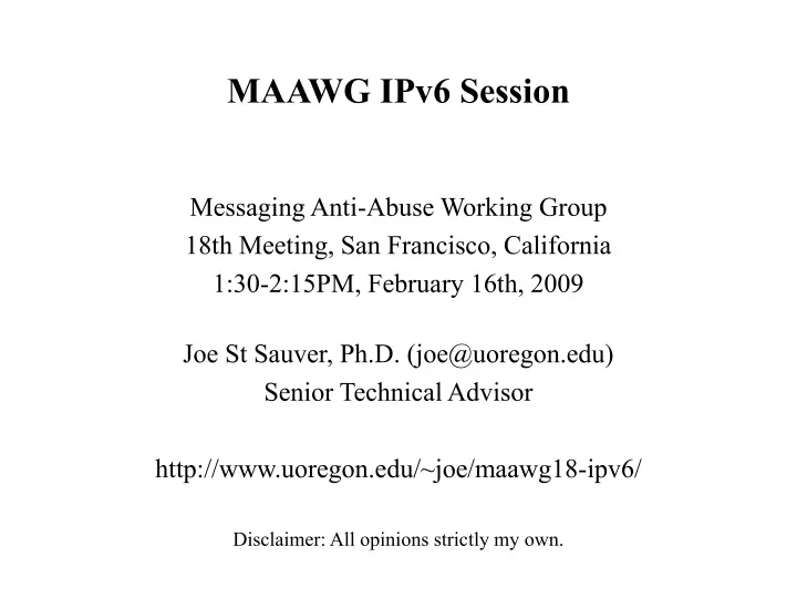 maawg ipv6 session