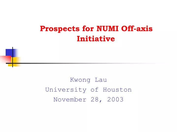 prospects for numi off axis initiative