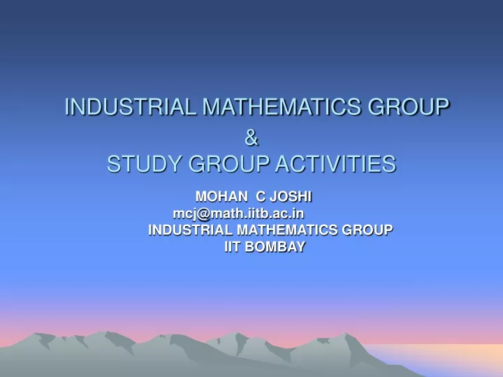industrial mathematics group study group activities
