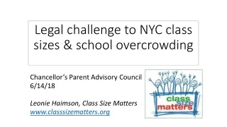 Legal challenge to NYC class sizes &amp; school overcrowding