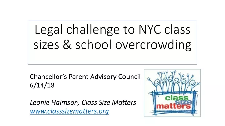 legal challenge to nyc class sizes school overcrowding