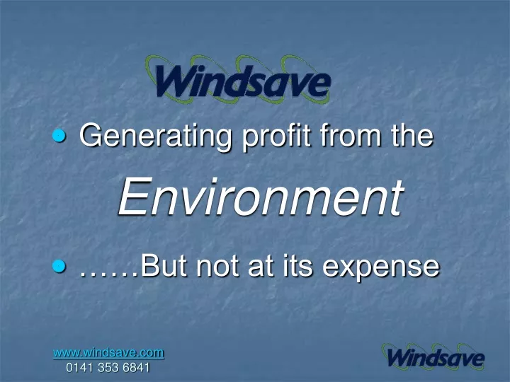 generating profit from the environment