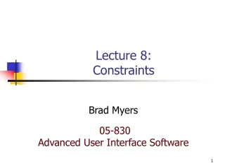 Lecture 8: Constraints