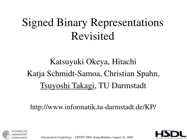 signed binary representations revisited