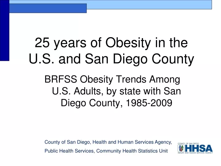 25 years of obesity in the u s and san diego