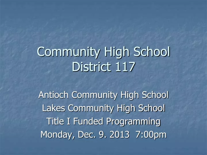 community high school district 117