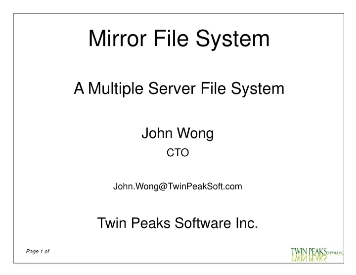 mirror file system a multiple server file system