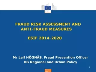 FRAUD RISK ASSESSMENT AND       ANTI-FRAUD MEASURES  	      ESIF 2014-2020