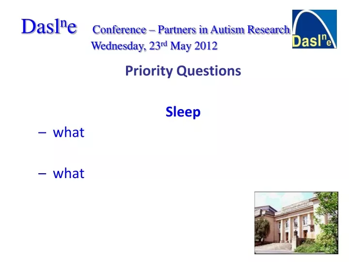 dasl n e conference partners in autism research wednesday 23 rd may 2012