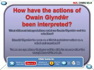 What different interpretations exist on Owain  Glynd?r and his rebellion ?