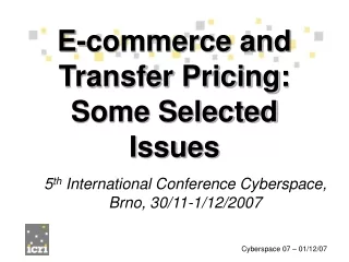 E-commerce and Transfer Pricing: Some Selected Issues