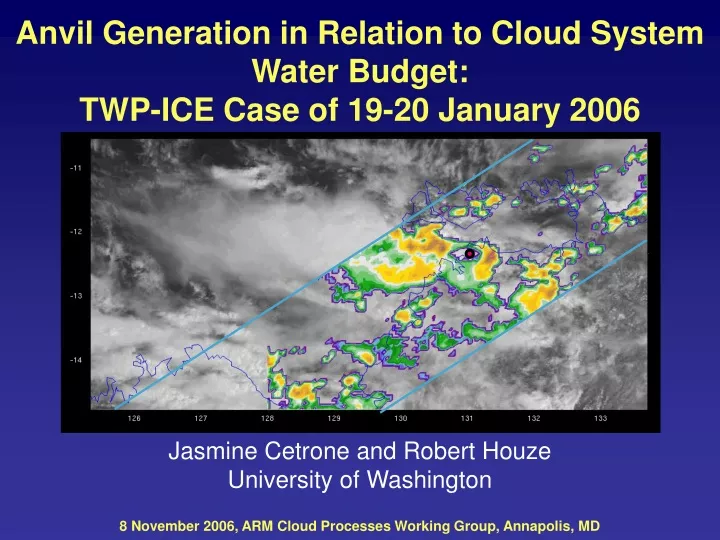 anvil generation in relation to cloud system water budget twp ice case of 19 20 january 2006
