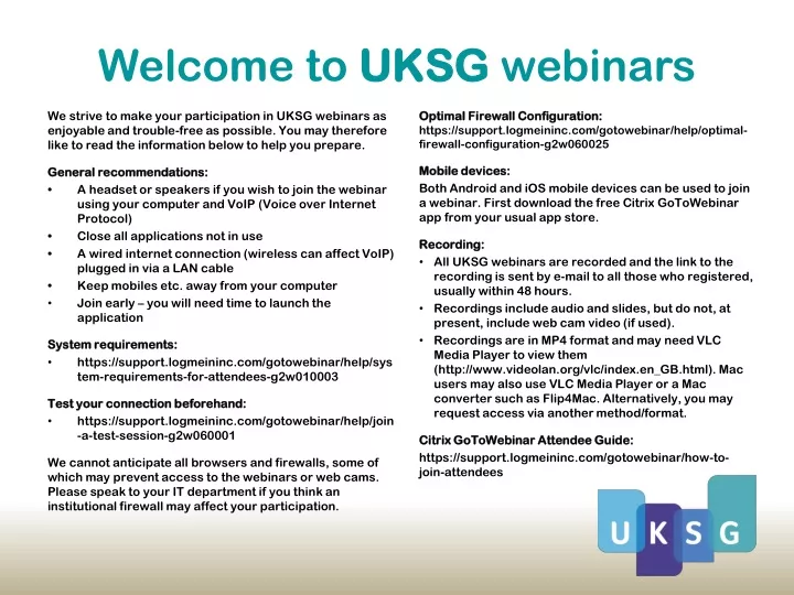 welcome to uksg webinars