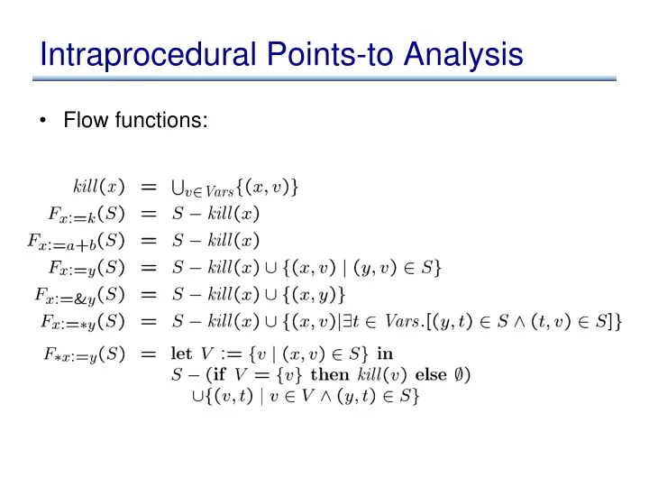 intraprocedural points to analysis
