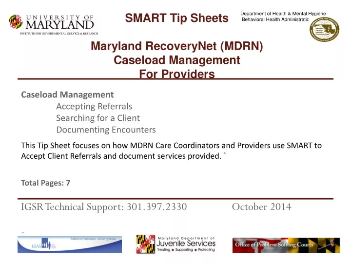 smart tip sheets maryland recoverynet mdrn