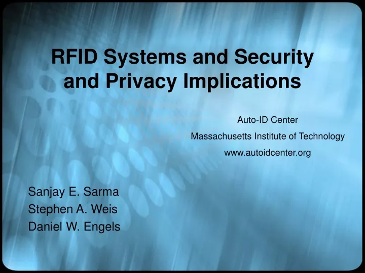 rfid systems and security and privacy implications