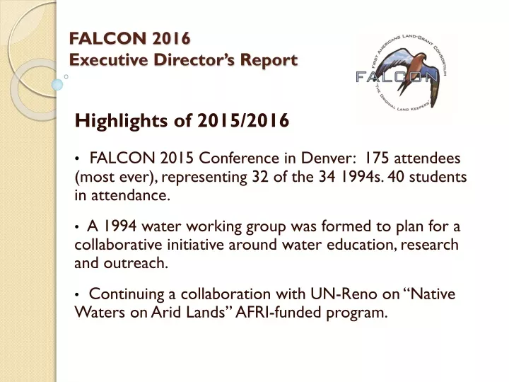 falcon 2016 executive director s report