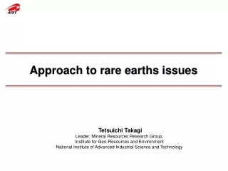 Approach to rare earths issues
