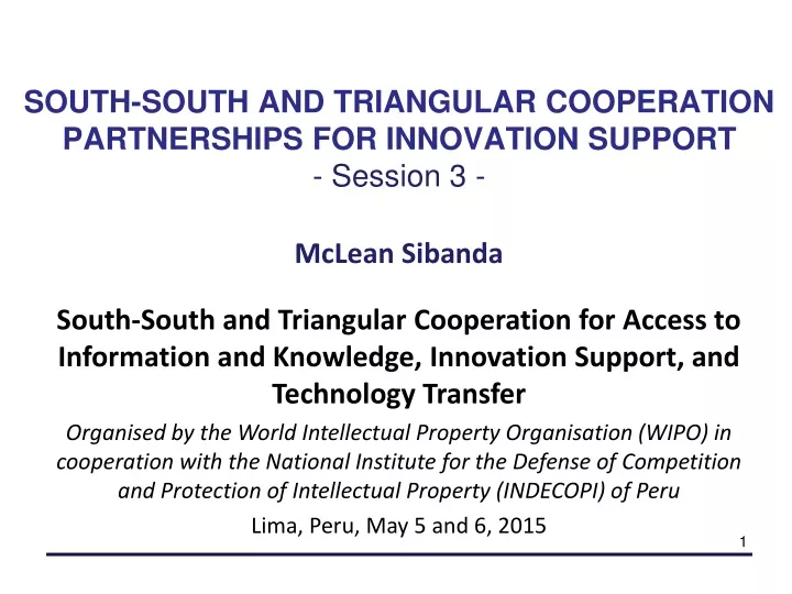 south south and triangular cooperation partnerships for innovation support session 3