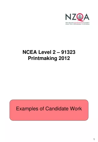 NCEA Level 2 – 91323 Printmaking 2012