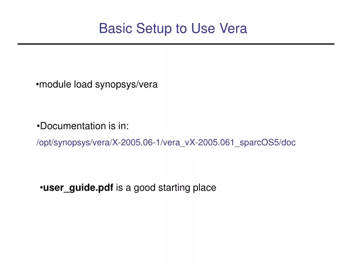 basic setup to use vera