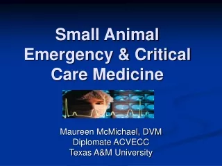 Small Animal Emergency &amp; Critical Care Medicine