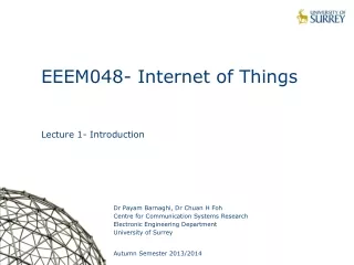 EEEM048- Internet of Things Lecture 1- Introduction