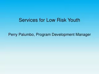 Services for Low Risk Youth      Perry Palumbo, Program Development Manager