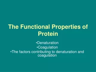 The Functional Properties of Protein