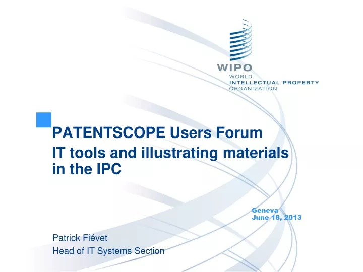 patentscope users forum it tools and illustrating materials in the ipc