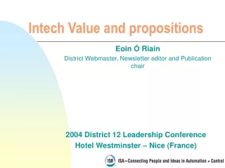 Intech Value and propositions