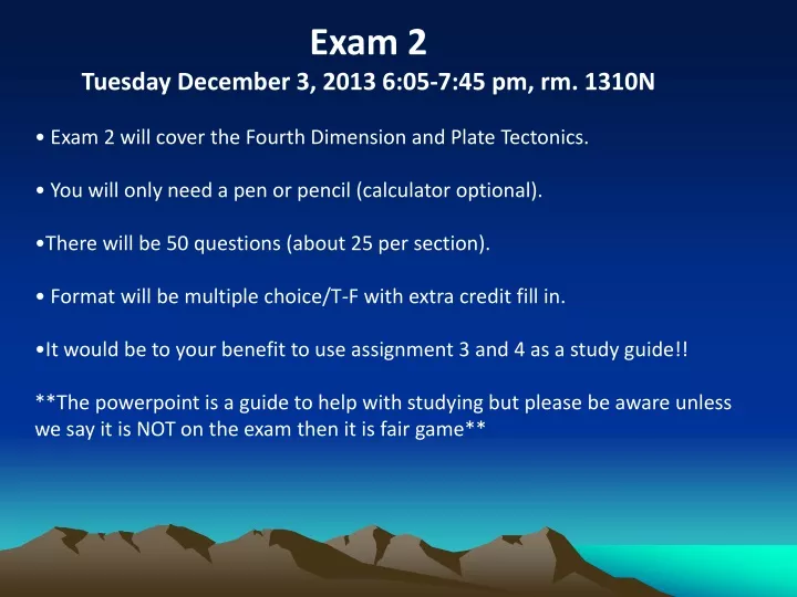 exam 2 tuesday december 3 2013