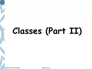 Classes (Part II)