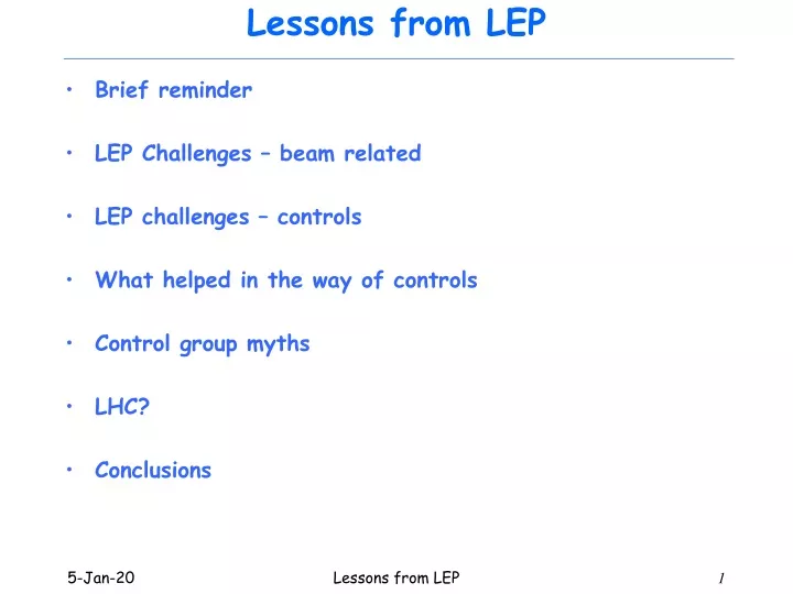 lessons from lep