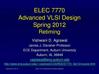 ELEC 7770 Advanced VLSI Design Spring 2012 Retiming