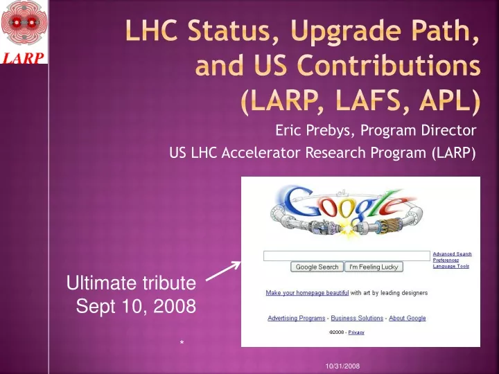 lhc status upgrade path and us contributions larp lafs apl