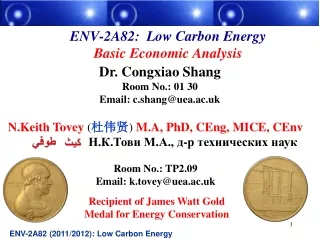 ENV-2A82:  Low Carbon Energy Basic Economic Analysis