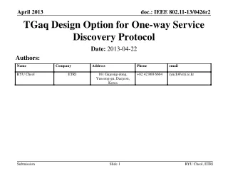 TGaq Design Option for One-way Service Discovery Protocol