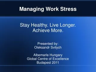 Managing Work Stress