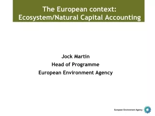 The E uropean  context: Ecosystem /Natural Capital Accounting