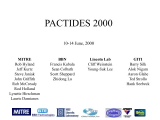 PACTIDES 2000 10-14 June, 2000