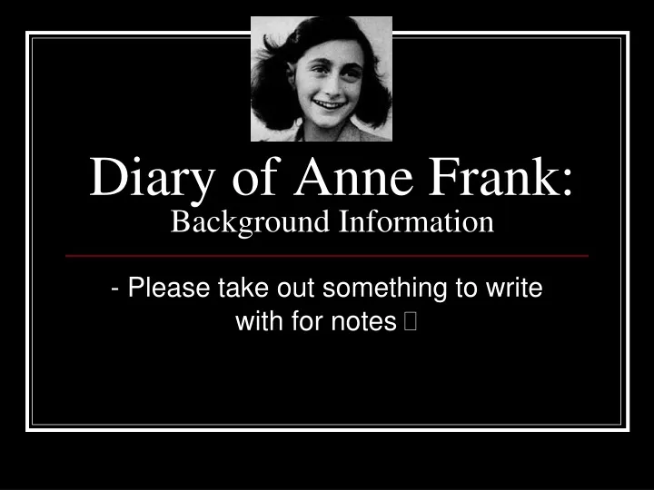 diary of anne frank background information